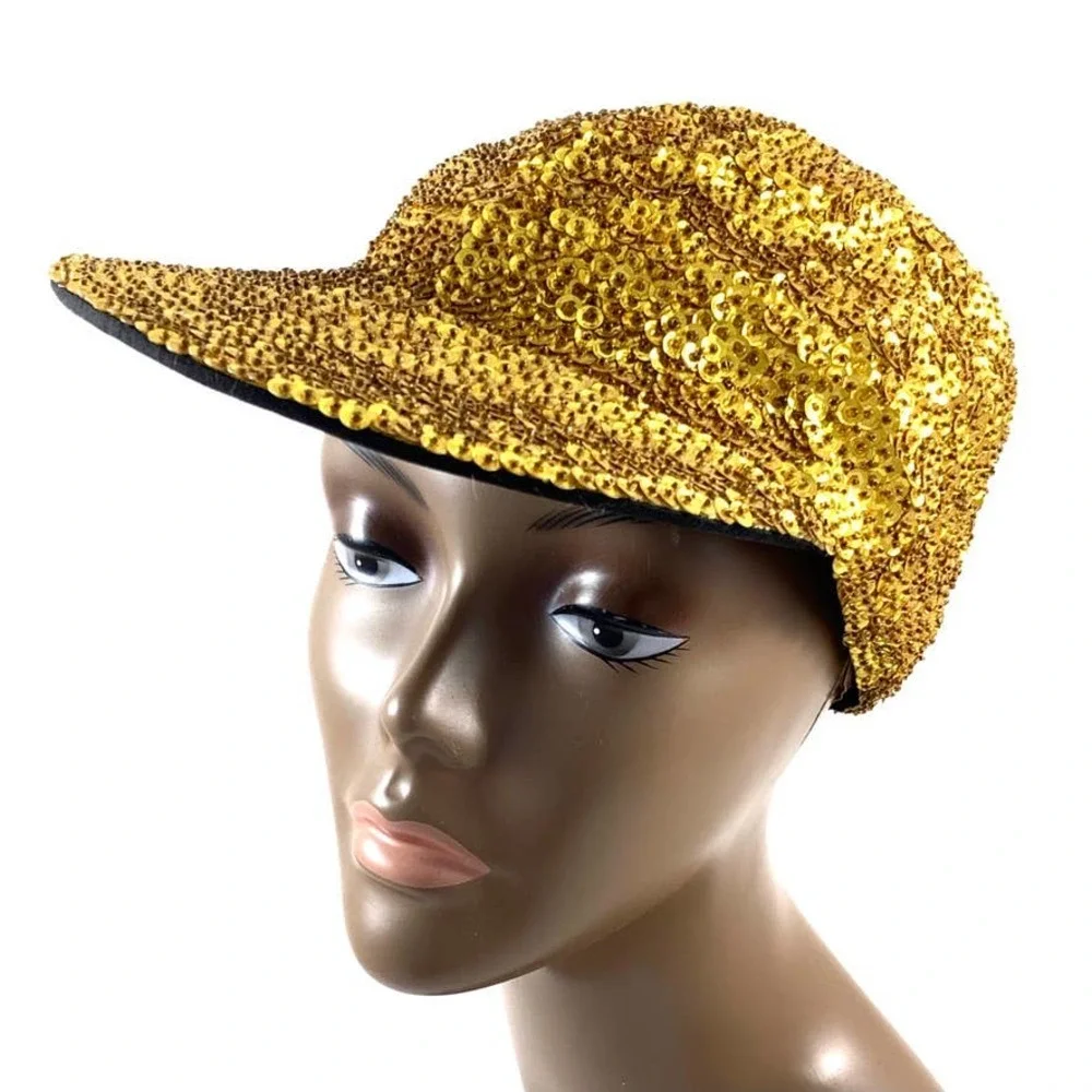Rare 1980's gold sequin baseball cap by FASHION FANTASY - Picture 6 of 13